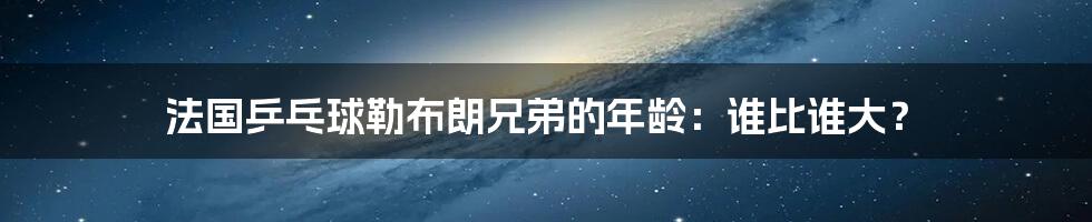 法国乒乓球勒布朗兄弟的年龄：谁比谁大？