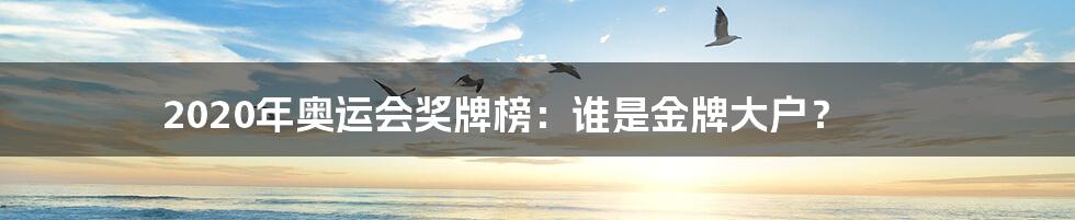 2020年奥运会奖牌榜：谁是金牌大户？