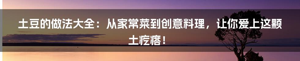 土豆的做法大全：从家常菜到创意料理，让你爱上这颗土疙瘩！