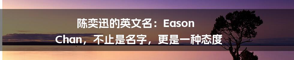 陈奕迅的英文名：Eason Chan，不止是名字，更是一种态度