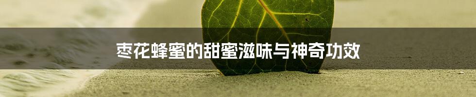 枣花蜂蜜的甜蜜滋味与神奇功效