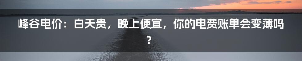 峰谷电价：白天贵，晚上便宜，你的电费账单会变薄吗？