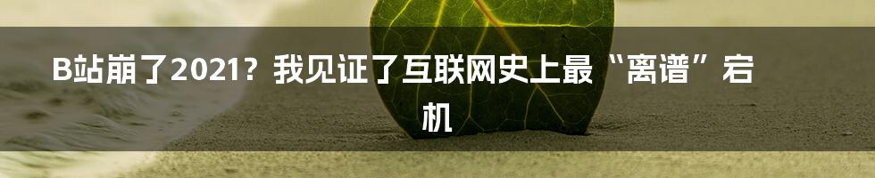 B站崩了2021？我见证了互联网史上最“离谱”宕机