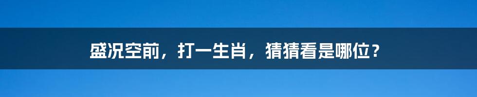 盛况空前，打一生肖，猜猜看是哪位？