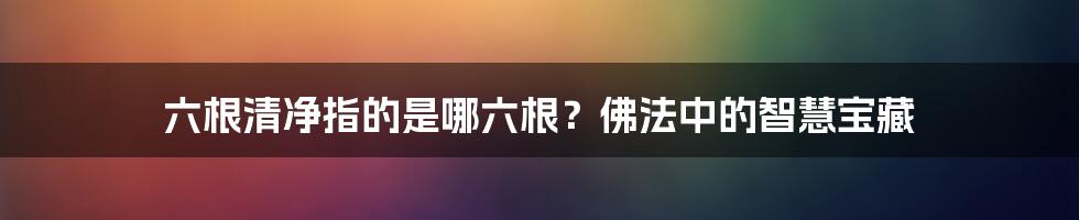 六根清净指的是哪六根？佛法中的智慧宝藏