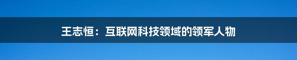 王志恒：互联网科技领域的领军人物