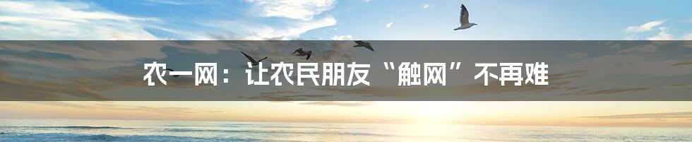 农一网：让农民朋友“触网”不再难