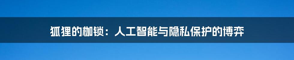 狐狸的枷锁：人工智能与隐私保护的博弈