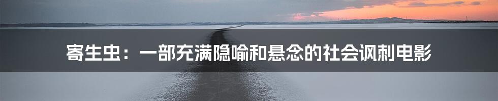 寄生虫：一部充满隐喻和悬念的社会讽刺电影