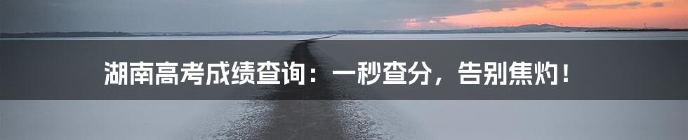 湖南高考成绩查询：一秒查分，告别焦灼！