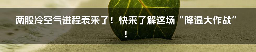 两股冷空气进程表来了！快来了解这场“降温大作战”！