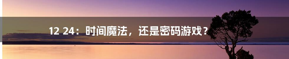 12 24：时间魔法，还是密码游戏？