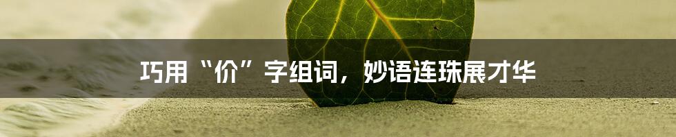 巧用“价”字组词，妙语连珠展才华