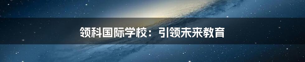 领科国际学校：引领未来教育