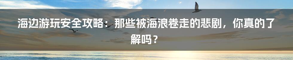 海边游玩安全攻略：那些被海浪卷走的悲剧，你真的了解吗？