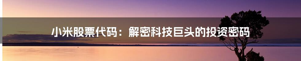 小米股票代码：解密科技巨头的投资密码