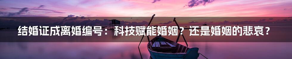 结婚证成离婚编号：科技赋能婚姻？还是婚姻的悲哀？