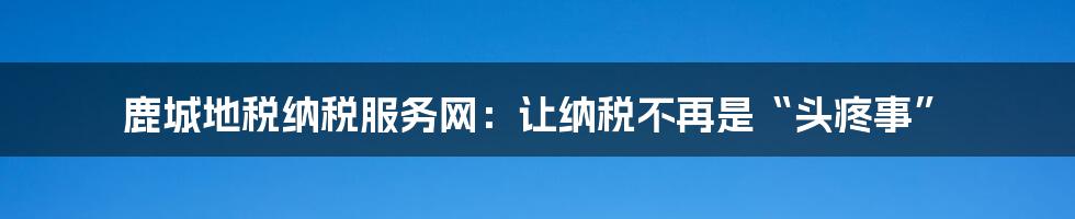 鹿城地税纳税服务网：让纳税不再是“头疼事”