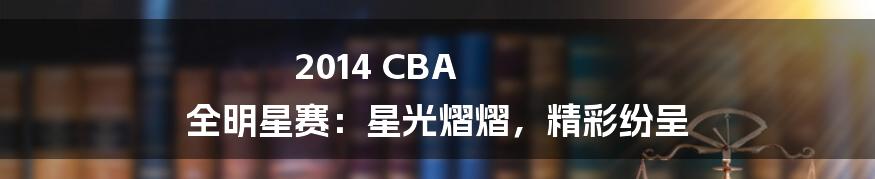 2014 CBA 全明星赛：星光熠熠，精彩纷呈