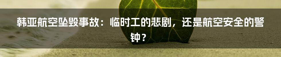 韩亚航空坠毁事故：临时工的悲剧，还是航空安全的警钟？