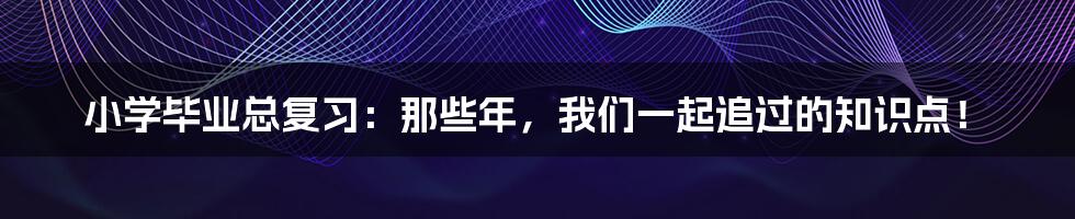 小学毕业总复习：那些年，我们一起追过的知识点！