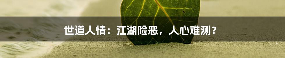 世道人情：江湖险恶，人心难测？