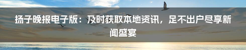 扬子晚报电子版：及时获取本地资讯，足不出户尽享新闻盛宴