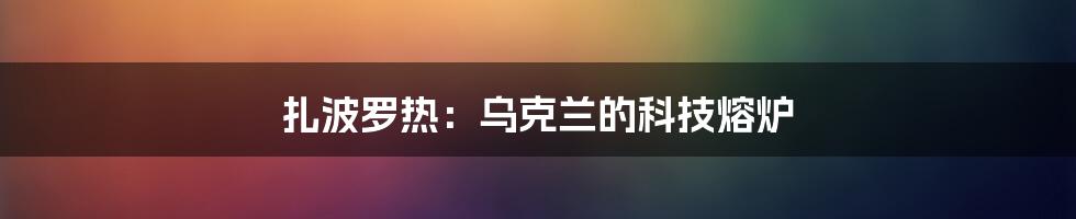 扎波罗热：乌克兰的科技熔炉