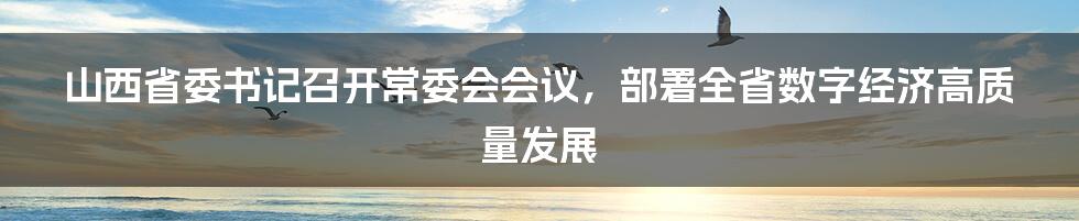 山西省委书记召开常委会会议，部署全省数字经济高质量发展