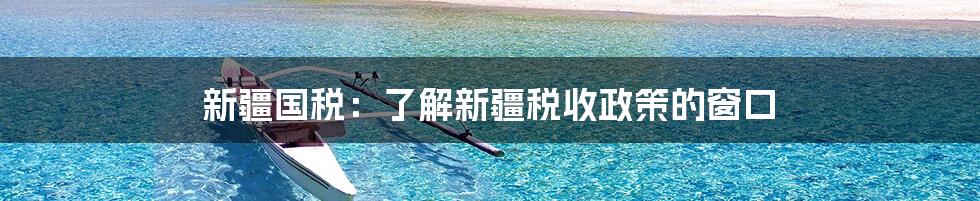 新疆国税：了解新疆税收政策的窗口