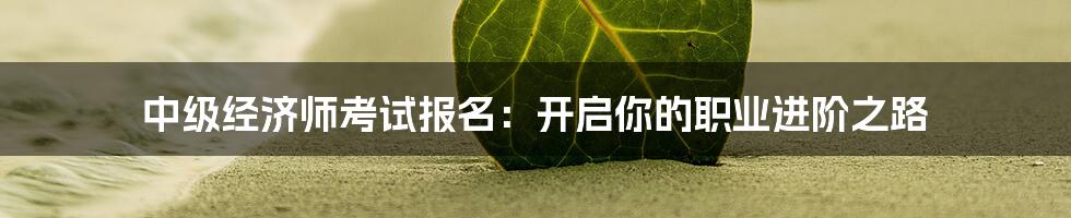 中级经济师考试报名：开启你的职业进阶之路