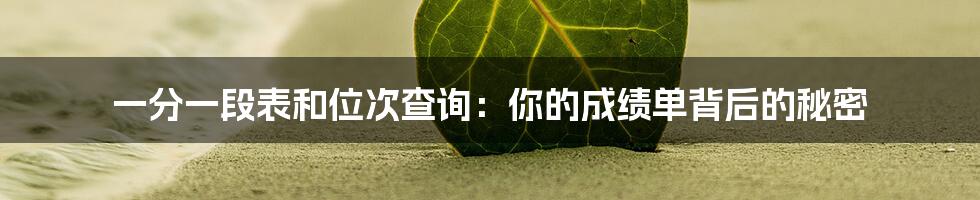 一分一段表和位次查询：你的成绩单背后的秘密