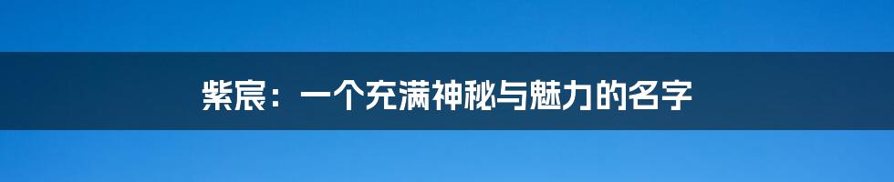 紫宸：一个充满神秘与魅力的名字