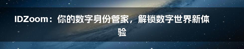 IDZoom：你的数字身份管家，解锁数字世界新体验