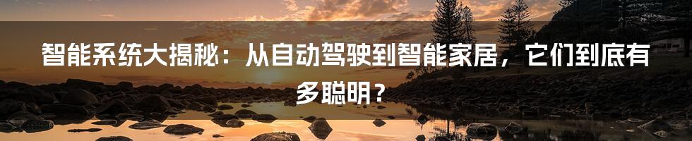 智能系统大揭秘：从自动驾驶到智能家居，它们到底有多聪明？