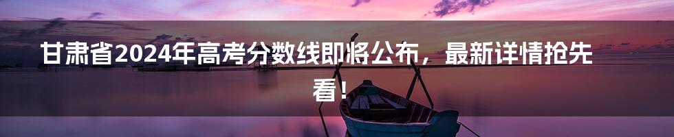 甘肃省2024年高考分数线即将公布，最新详情抢先看！