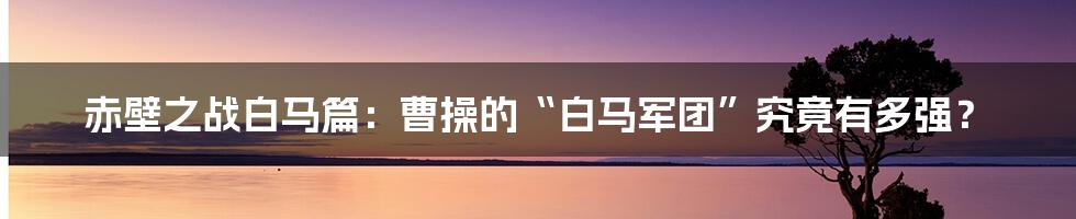 赤壁之战白马篇：曹操的“白马军团”究竟有多强？