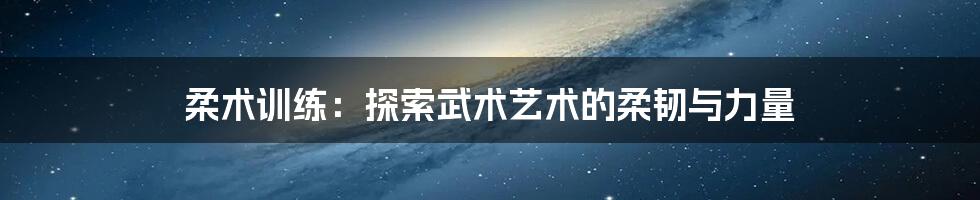 柔术训练：探索武术艺术的柔韧与力量