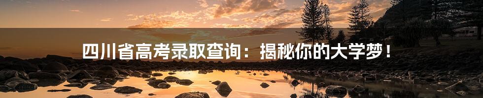 四川省高考录取查询：揭秘你的大学梦！