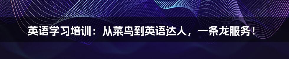 英语学习培训：从菜鸟到英语达人，一条龙服务！