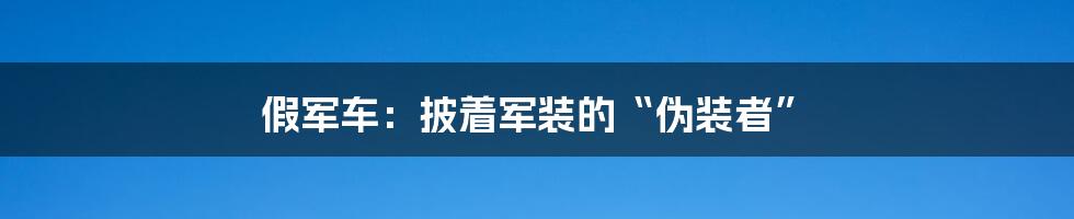 假军车：披着军装的“伪装者”