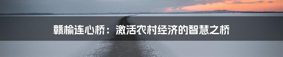 赣榆连心桥：激活农村经济的智慧之桥