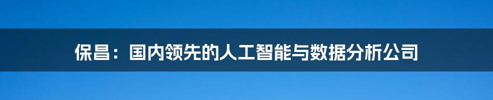 保昌：国内领先的人工智能与数据分析公司