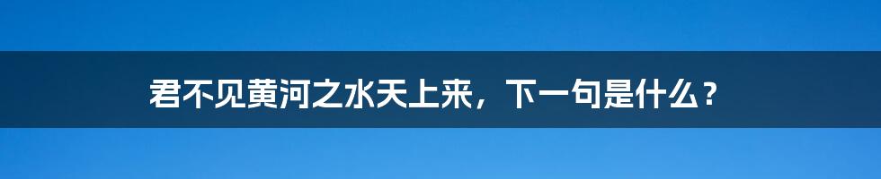 君不见黄河之水天上来，下一句是什么？