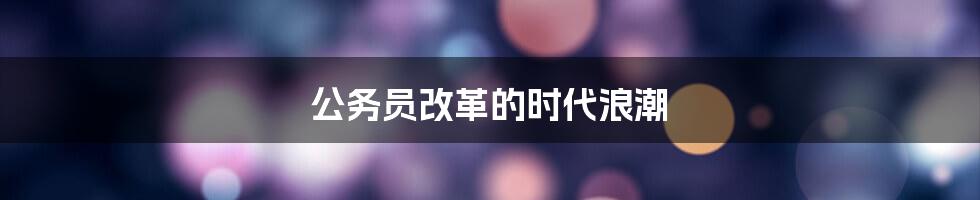 公务员改革的时代浪潮