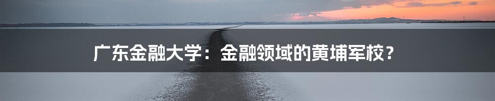 广东金融大学：金融领域的黄埔军校？