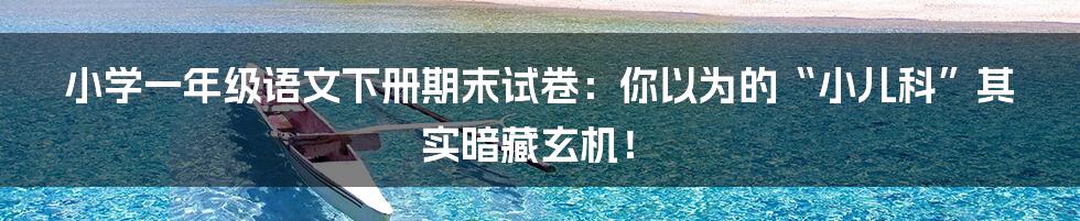 小学一年级语文下册期末试卷：你以为的“小儿科”其实暗藏玄机！