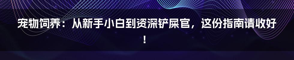 宠物饲养：从新手小白到资深铲屎官，这份指南请收好！