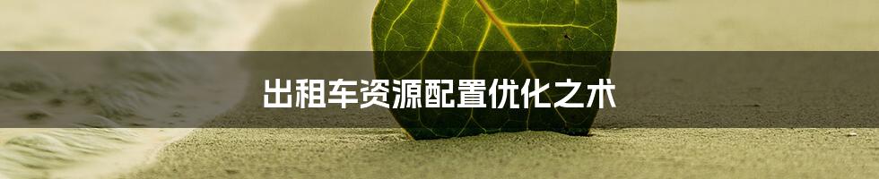 出租车资源配置优化之术