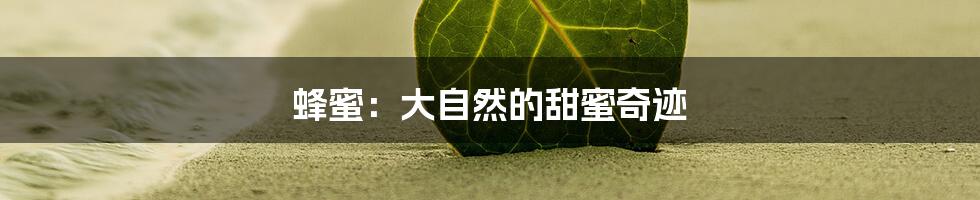 蜂蜜：大自然的甜蜜奇迹